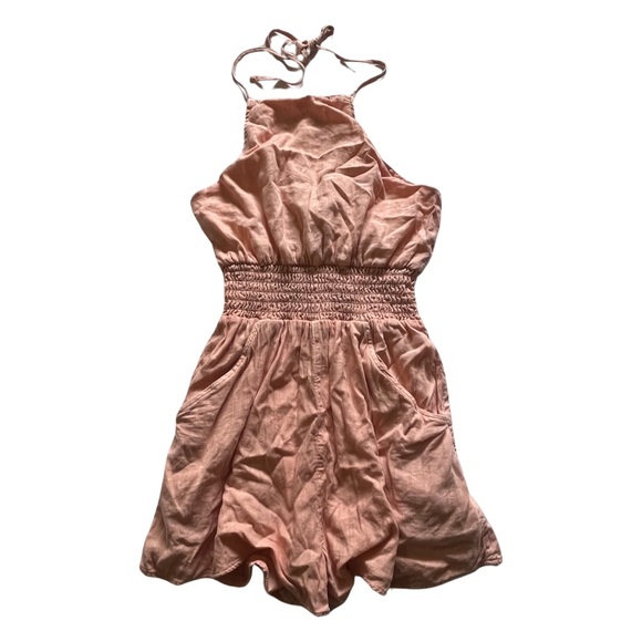 AEO American Eagle Romper Boho Peach Linen Small - Picture 1 of 4